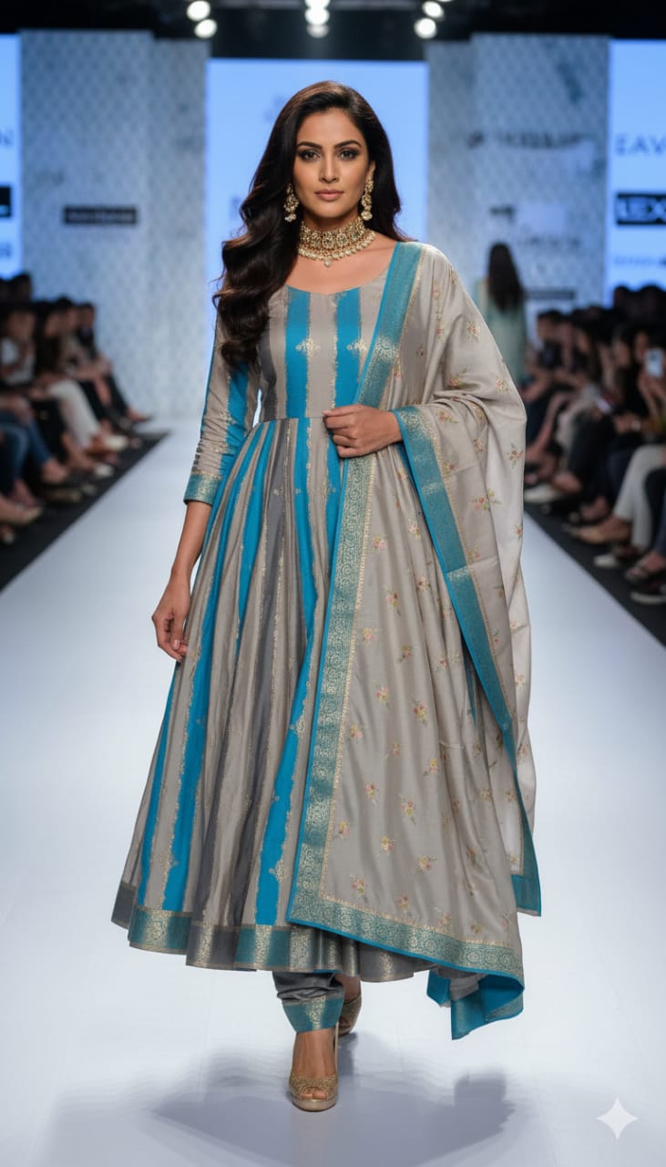 Pure banarsi chanderi silk suit piece