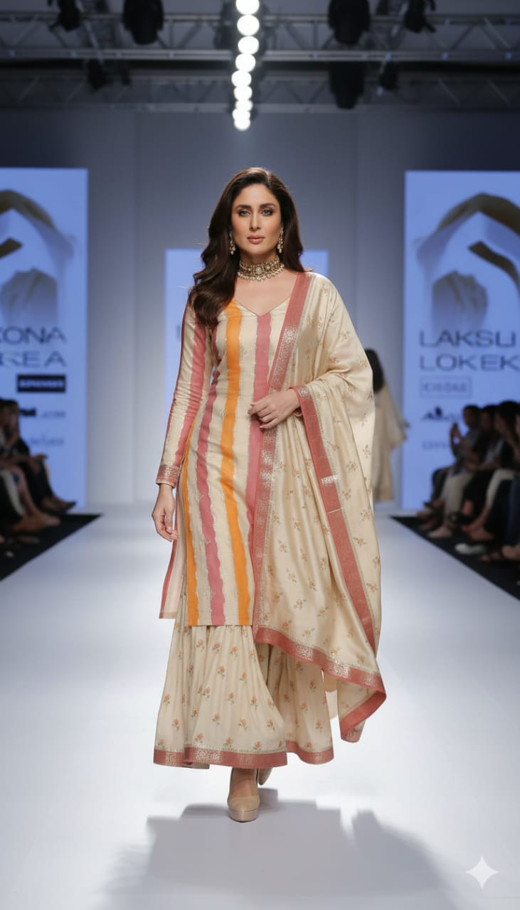 Pure banarsi chanderi silk suit piece