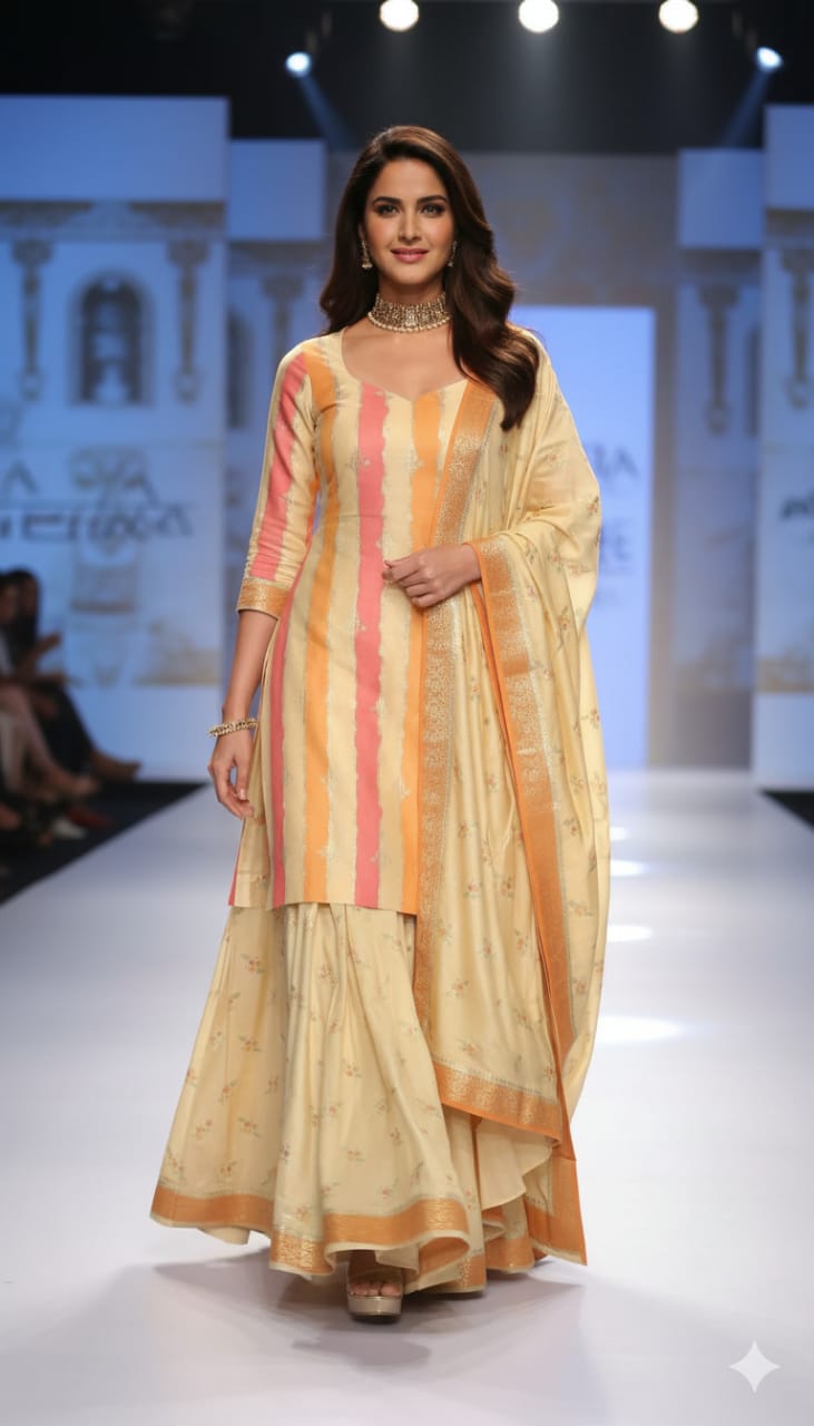 Pure banarsi chanderi silk suit piece