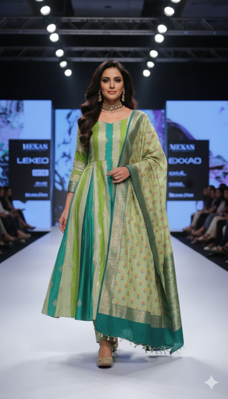 Pure banarsi chanderi silk suit piece